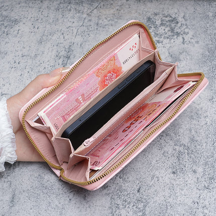 New European and American Light Luxury Fresh Small Fragrance Women's Wrist Wallet Card Holder Multi-Card Slot Women's Cross-Border Mobile Phone Bag
