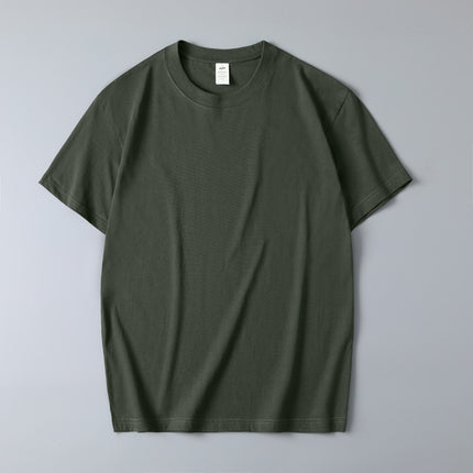 230g Thickened Heavy Men's Long-staple Cotton Short-sleeved T-shirt Men's Comfortable Round Neck Cotton Base Shirt Printable LOGO