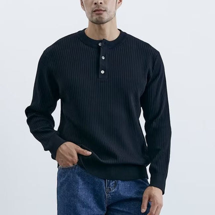 Autumn and Winter Henry Collar Knitwear Men's Round Neck Warm Winter Clothing Men's Design Door Tube Collar Versatile Casual Knitwear
