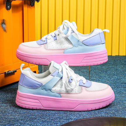 Korean Style Trendy Four-Season Thick-Soled Skateboard Shoes, Mesh Breathable Casual Shoes, Lace-Up Fashionable Women's Shoes, Outdoor Couple Trendy Shoes