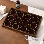 Walnut interior burgundy 12-grid plate