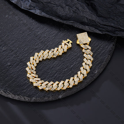 Cross-Border Hip-Hop New Product Bar Cuban Chain 12mm Alloy Rhinestone High Quality Versatile Hip-Hop Necklace Drop Shipping