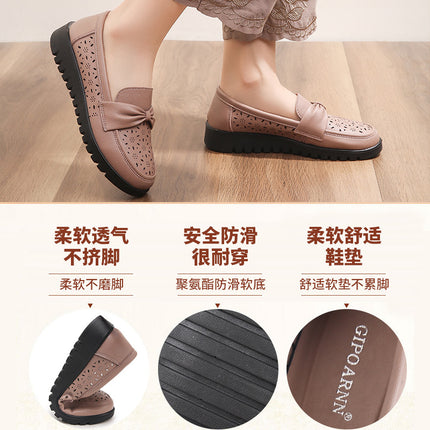Mom's Shoes, Middle-Aged Sandals, Summer Shoes for Middle-Aged and Elderly People, Non-Tiring, Soft-Soled Women's Leather Shoes, Breathable, Non-Slip Clogs