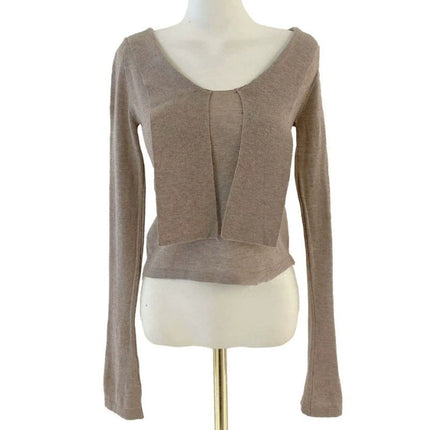South Korea Spring New Elegant Slim-fit Shoulder Collar Shoulder Figure Lace-up Thin Long-sleeved Sweater T-shirt for Women