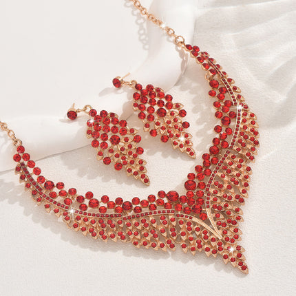 European and American Alloy Retro Crystal Necklace Cross-Border Exaggerated Clavicle Palace Exquisite Suit Banquet Rhinestone Necklace Earrings