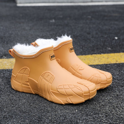 2025 New Waterproof Shoes Outdoor Trendy Rain Shoes Wear-resistant Kitchen Take-out Rubber Shoes Men's Non-slip Warm Cover Shoes