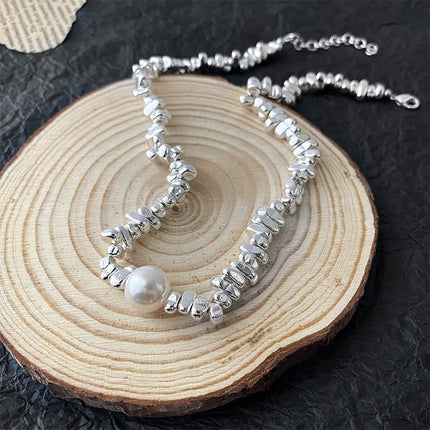 Lishan Versatile Bowknot Accessories Titanium Steel Metal Chain Series Layered Natural Stone Necklace Clavicle Chain for Women