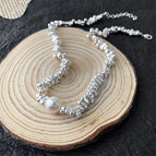 083-2 silver geometric pearl necklace