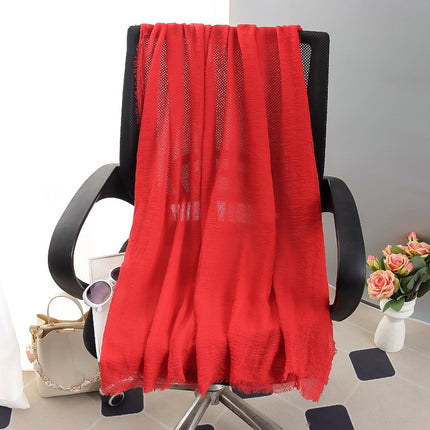 New Spring and Summer Fashion Cotton and Linen Solid Color Headscarf Beach Towel Sun Protection Large Size Silk Scarf Shawl for Women