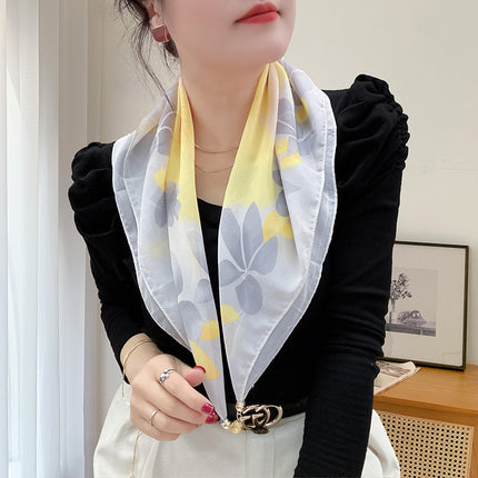 Magnetic buckle summer chiffon breathable sunscreen small square scarf neck scarf women's 2024 new all-match spring and autumn turban