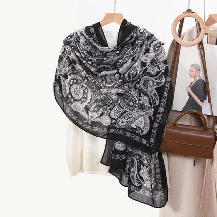 Spot European and American Fashion Women's Large Size Cotton and Linen Scarves Korean Fashion Spring and Summer Scarves Sun Protection Beach Towels Dropshipping