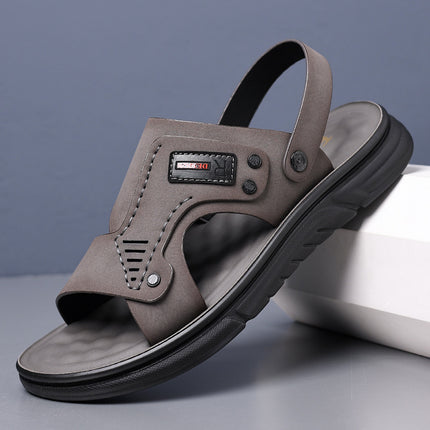 Genuine Leather Sandals Men's Outwear Summer Breathable Casual Men's Sandals Soft Face Beach Men's Fashionable Shoes Factory Outlet