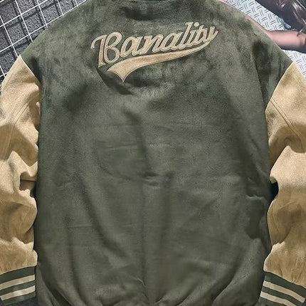 Suede Baseball Suit Men's Spring and Autumn American Vintage Jacket Embroidered Loose Towel Velvet Aviator Top Trendy