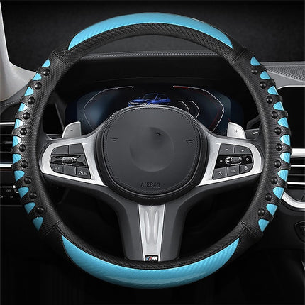 Light Luxury Car Steering Wheel Handle Cover Four Seasons Sports Car Handle Cover Carbon Fiber Leather Massage Leather Nail Handle Cover