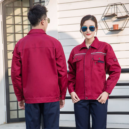 Long-Sleeved Labor Protection Clothing, Spring and Autumn Wear-Resistant Labor Protection Clothing, Factory Machine Repair Clothing, Reflective Strips, Men's Work Clothes, Factory Labor Protection Clothing