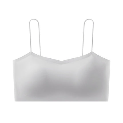 Popular Seamless Beauty Back Bra for Women, Tube Top, Spaghetti Straps, No Rims, Small Breast Push-Up, Glossy One-Line Support Bra