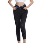 Blue pocket buttoned 9-point pants / S