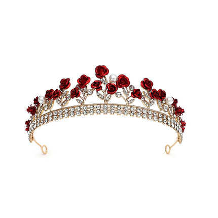 Three-piece set of bridal headdress Korean style Mori style hair band red hair accessories Xianmei hairband toast wedding dress accessories