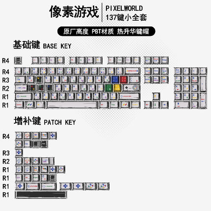 Gundam Comic Hundred Mixed Lamp Key Cap Original Height 136 Key Full Set Classic Simple Mechanical Keyboard Key Cap Key Meow