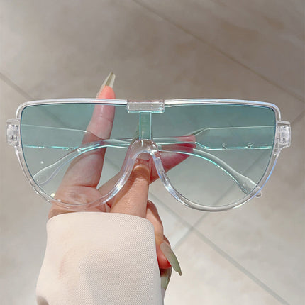 Fashion Large Frame Conjoined Internet Celebrator Same Style Aviator Women's Sunglasses Advanced Sense Trendy Street Photoshoot Windproof Sunglasses