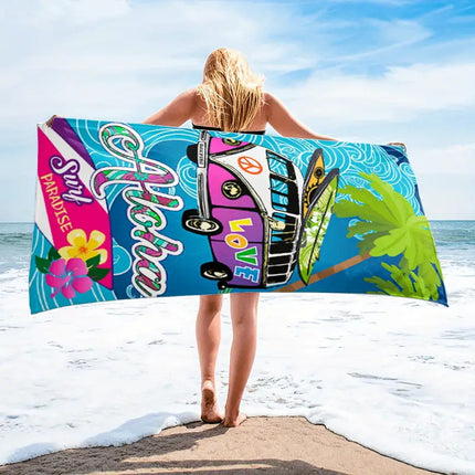 Cross-border Beach Towel Quick-drying Absorbent Beach Towel Microfiber Digital Printing Bath Towel Adult Amazon Plus
