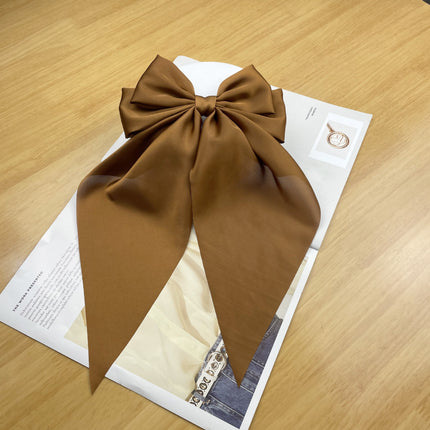Yang Zi's Same Style Large Retro Ribbon Bow Hairpin for the Back of the Head, Super Fairy Elegant Hairpin Spring Clip Hair Accessory