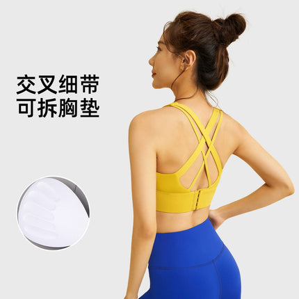High-Elasticity, High-Strength Shock-Proof Sports Bra for Women with Removable Chest Pads and Hook-And-Eye Closure for Yoga and Fitness Jyt