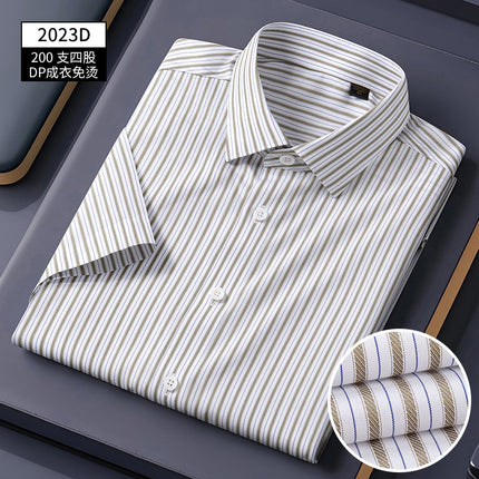 Three-dimensional garment non-ironing 200 four-strand shirt men's short sleeve anti-wrinkle high-grade business shirt half sleeve high customization