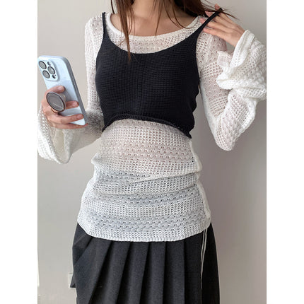 Dorothy LOOPIN Spring New Spice Girls Knitted Camisole Small Vest Woven Short Top