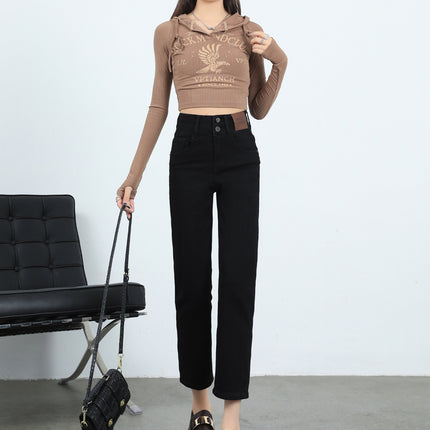 2025 Spring Retro Narrow Wide Leg Jeans Women's New High Waist Pear-Shaped Figure Drop Straight Pants