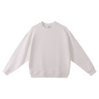 White-pure cotton terry crew neck sweatshirt / S