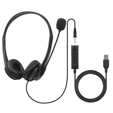 USB Headset Wired Headset Student Tablet Operator Earphone with Mai Single Ear Convertible Silk Screen LOGO