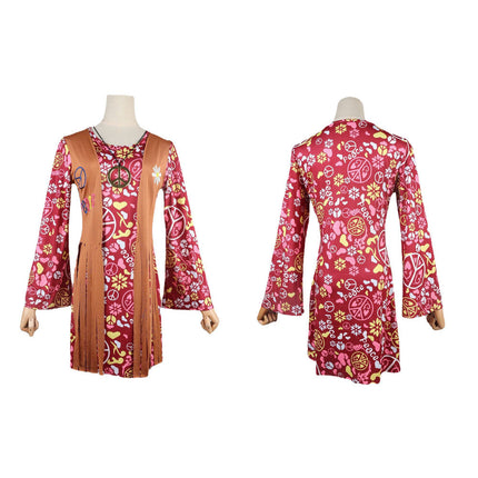 Fringed hippie costume cross-border women's retro hippie costume dress halloween cos costume spot