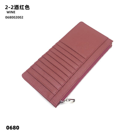 Women's Genuine Leather Fashion Long Zipper Mobile Phone Wallet High-grade Cowhide Men's Large Capacity Card Bag Two-in-One in stock