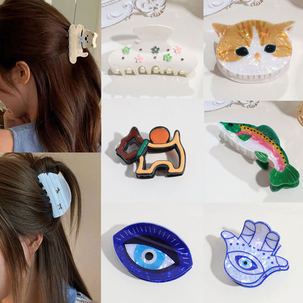 Cross-Border Fashion Sweet Flower Bow Clip Creative Little Fish Devil's Eye Shark Clip Hair Claw Hair Accessories Wholesale