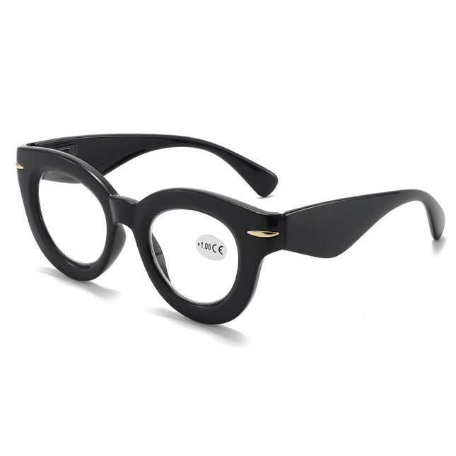 European and American New Style Thick Frame Personalized Reading Glasses, Fashionable Cat-Eye Glasses, Anti-Blue Light Reading Glasses, Unisex