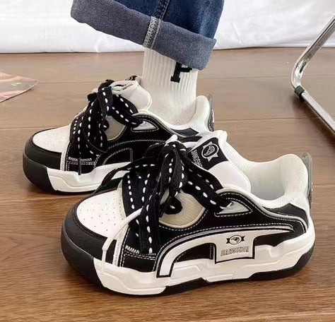 Single Shoes Hong Kong Style Retro Dad Shoes for Women Ins Trbottom 2024 New Turbine Thick Sole Versatile Sports and Leisure Shoes