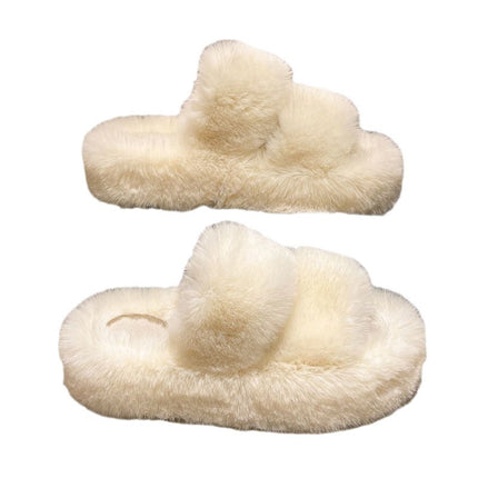 Household Moon Shoes Autumn and Winter Mao Mao Cotton Slippers Women's Cross Belt Fashionable Outer Wear Winter Home Thickened Warm