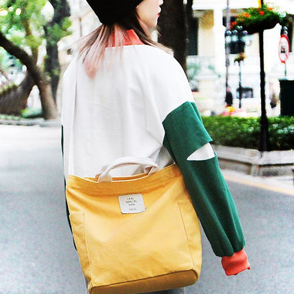 Factory Direct cotton color portable canvas bag shoulder bag female campus versatile large capacity messenger bag student bag