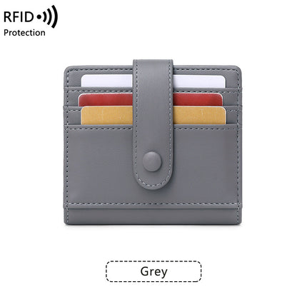 Compact and Portable Rfid Anti-Theft Brush Women's Short Wallet 2024 New Pure Color Pu Leather Buckle Card Holder Coin Purse
