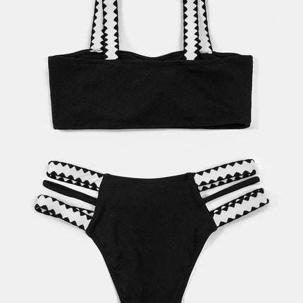 Billion Swimming 2024 New Black and White Bikini Bikini European and American Split suit Swimsuit Women's Bikini Swimsuit Cross-border