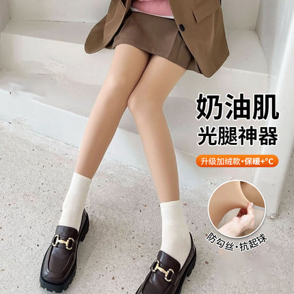 Autumn and Winter Special Liquid Foundation Bare-Leg Pantyhose for Women, Fleece-Lined, Delicate Natural Nude Feel, Slight Compression, Tummy Control, High Waist