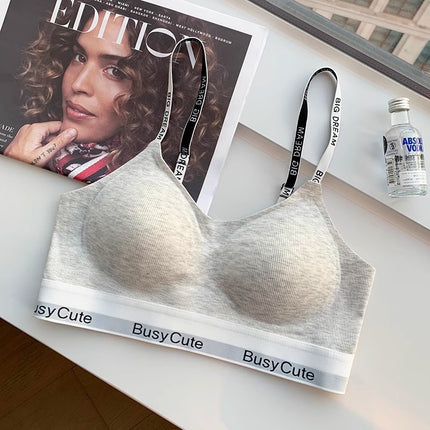 Thread Traceless Sports Underwear Women's Small Chest Push-up Anti-sagging Parammary Breast Comfortable Rimless Bra for Women