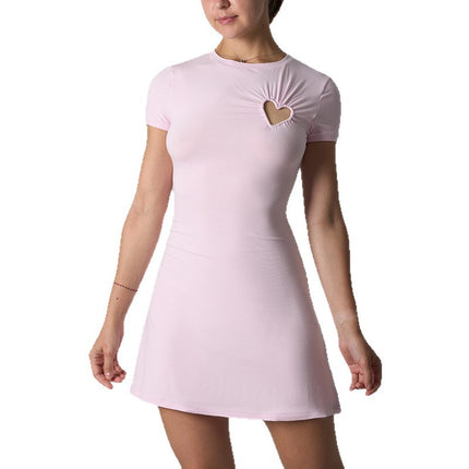 COTTON JERSEY HEART MINI DRESS Love Hollow-out Dress Slim-fit Slim-fit Skirt
