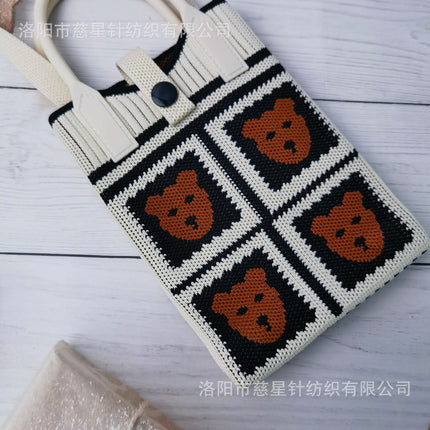 Girl's Heart-Shaped Knitted Crossbody Bag