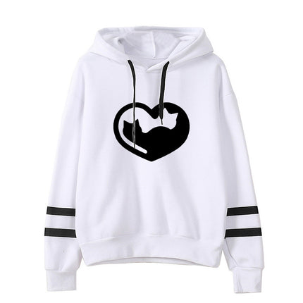 2021 AliExpress Amazon Cross-border New Valentine's Day Love Cat Printed Parallel Bars Hooded Wear Europe and America