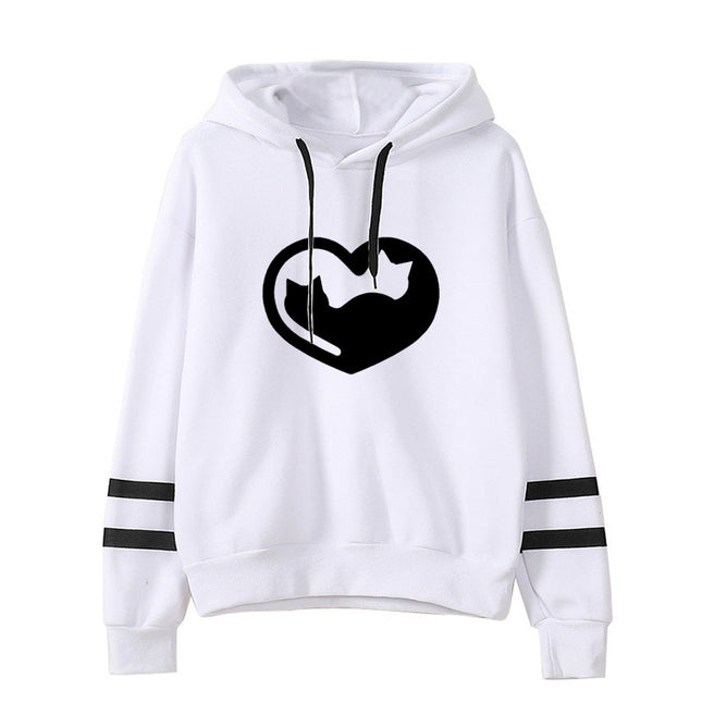2021 AliExpress Amazon Cross-border New Valentine's Day Love Cat Printed Parallel Bars Hooded Wear Europe and America