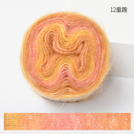 Warm color fancy gradient mohair long segment dyed mohair fine thread crochet sweater silk young mohair wool ball