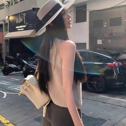 Design Sense Cross Sleeveless Knitted Vest Women's Summer 2025 New Slim-fit Spice Girls Chic Outer Wear Top