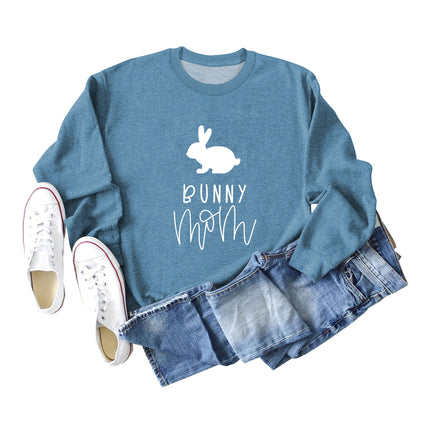 Amazon Cross-Border Export European and American Fashion Bunny Mom Fun Casual Women's Loose Long-Sleeved Round Neck Sweatshirt